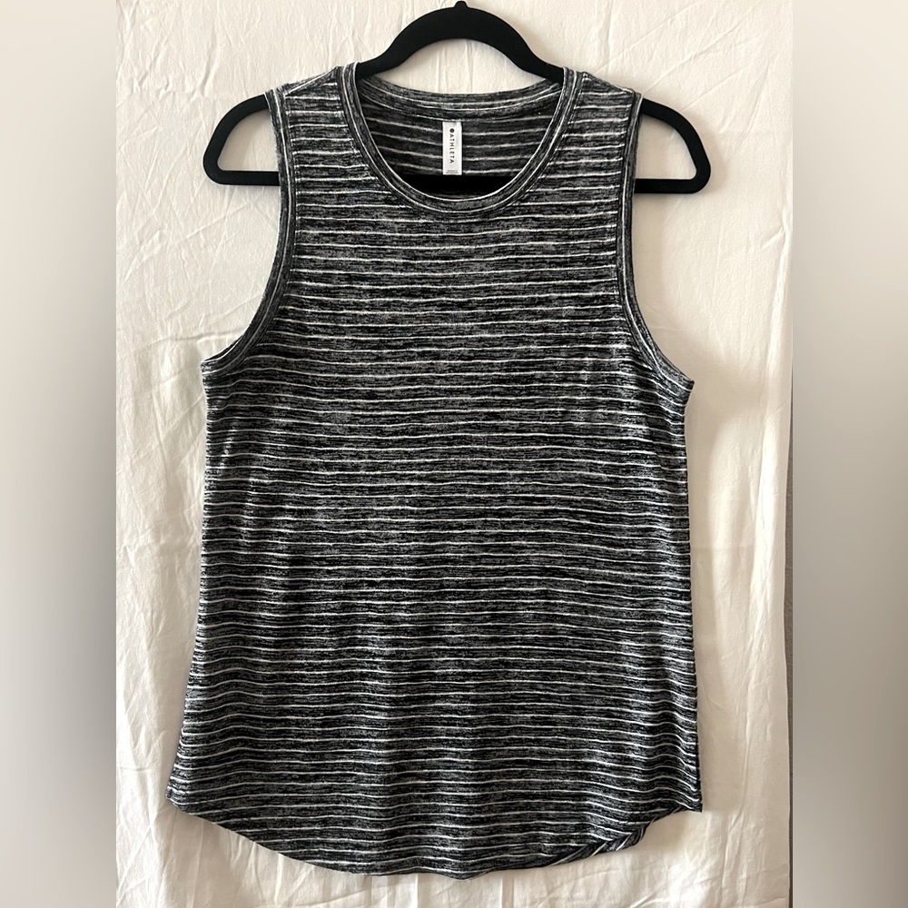 Athleta Black and White Striped Tank Top